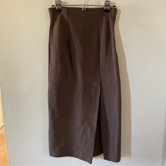 Vintage Brown James River Traders JRT Skirt Sze 6P Petite Slit Stretch Dry Clean - Picture 1 of 7